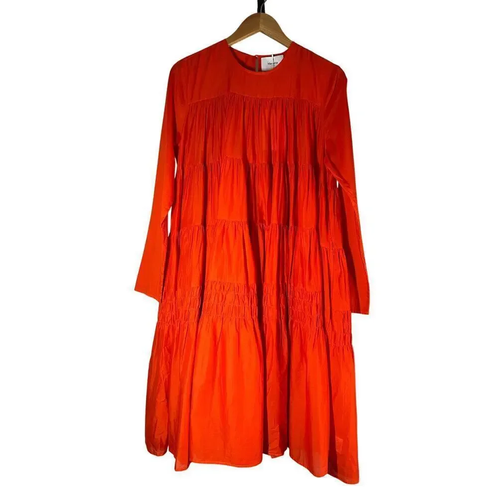 Merlette Soliman Midi Contemporary Casual Dress Size Small Flame